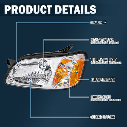 Ronnin - Compatible con Subaru Legacy Brighton Legacy L Baja Sport 2000-2006 | Par de ensamblaje de faros de repuesto | Cromado