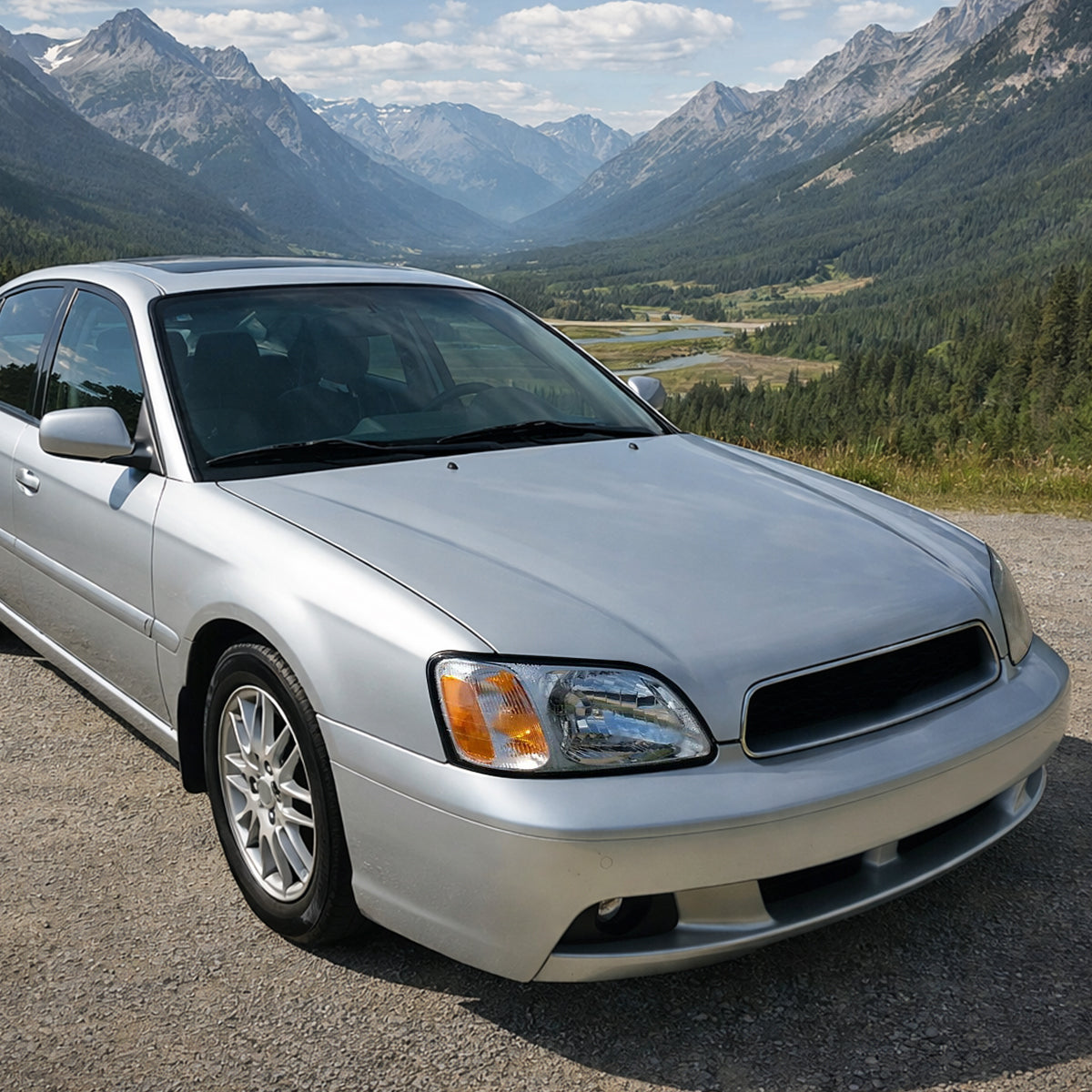 Ronnin - Compatible con Subaru Legacy Brighton Legacy L Baja Sport 2000-2006 | Par de ensamblaje de faros de repuesto | Cromado
