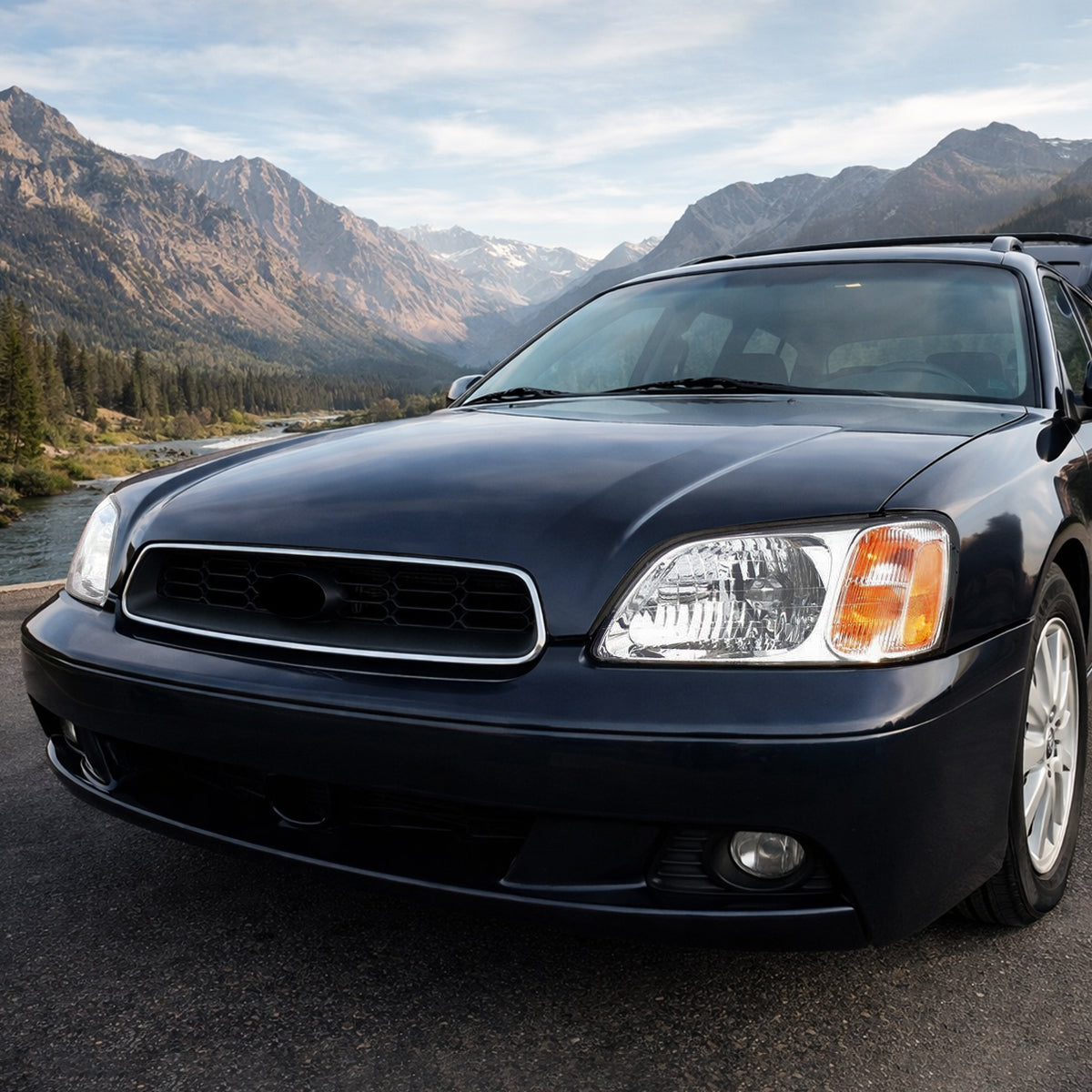Ronnin - Compatible con Subaru Legacy Brighton Legacy L Baja Sport 2000-2006 | Par de ensamblaje de faros de repuesto | Cromado