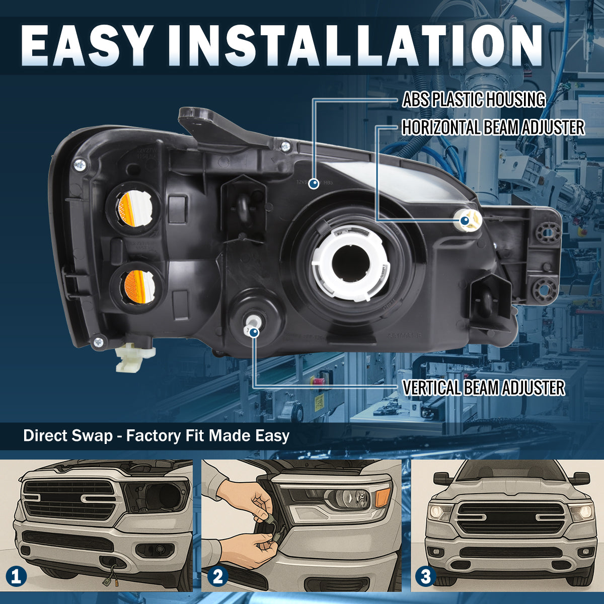 Ronnin - Compatible con Subaru Legacy Brighton Legacy L Baja Sport 2000-2006 | Par de ensamblajes de faros de repuesto | Negro