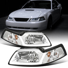 Ronnin - Fits 1999-2004 Ford Mustang Upgraded LED Running Tube Lights Headlights Replacement Assembly | Chrome