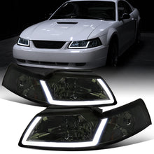 Ronnin - Fits 1999-2004 Ford Mustang Upgraded LED Running Tube Lights Headlights Replacement Assembly | Smoke