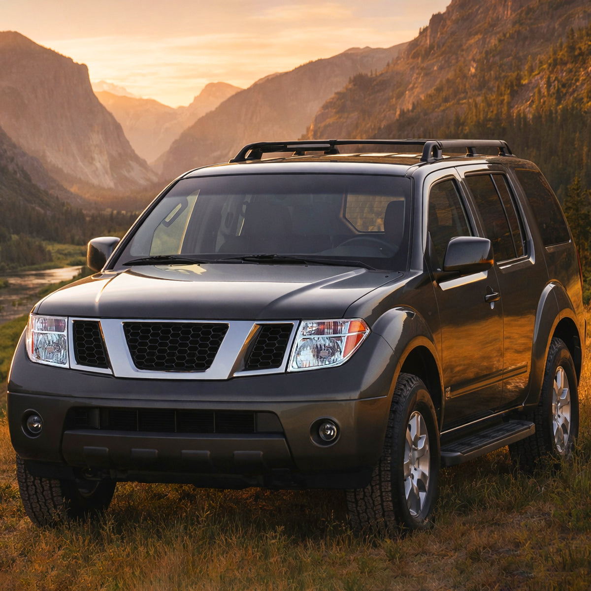 Ronnin - Compatible con Nissan Pathfinder Frontier 2005-2008 Par de faros delanteros de repuesto | Cromado