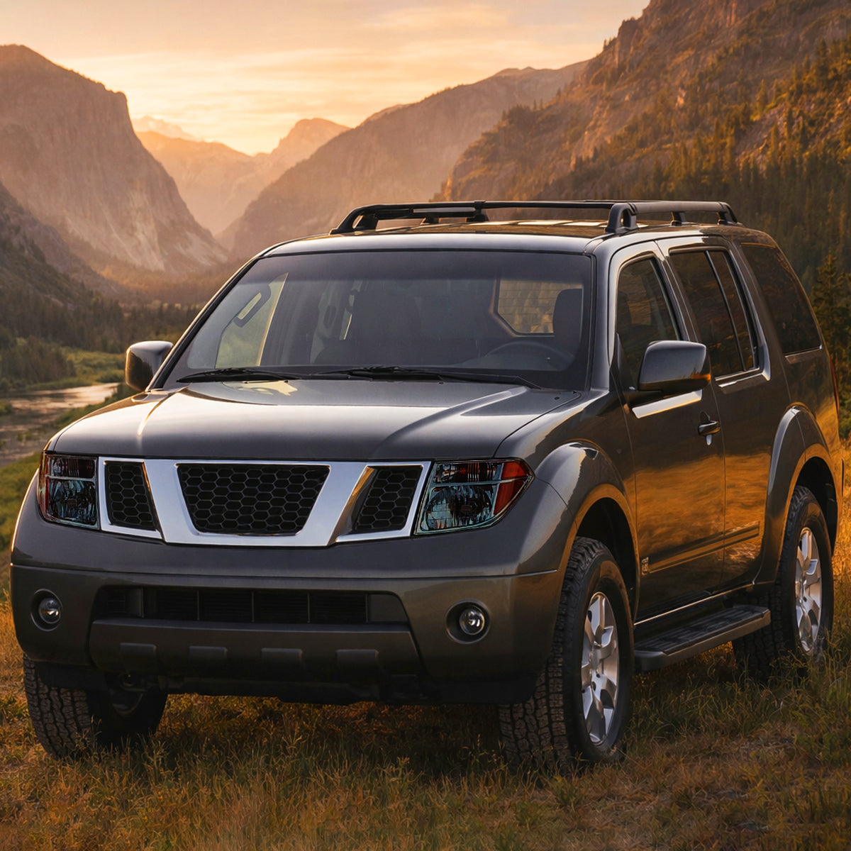 Ronnin - Se adapta a los faros delanteros de repuesto de fábrica para Nissan Pathfinder Frontier 2005-2008, par | Ahumado