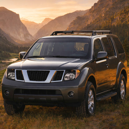 Ronnin - Compatible con Nissan Pathfinder Frontier 2005-2008 Par de faros delanteros de repuesto | Negro