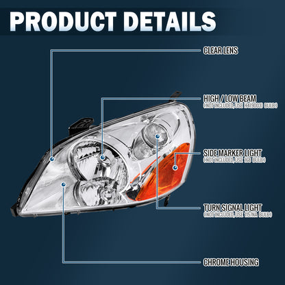 Ronnin - Compatible con Honda Pilot 2003-2005 | Par de faros delanteros de repuesto | Cromado