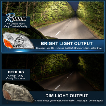 Ronnin - Compatible con Honda Pilot 2003-2005 | Par de faros delanteros de repuesto | Cromado