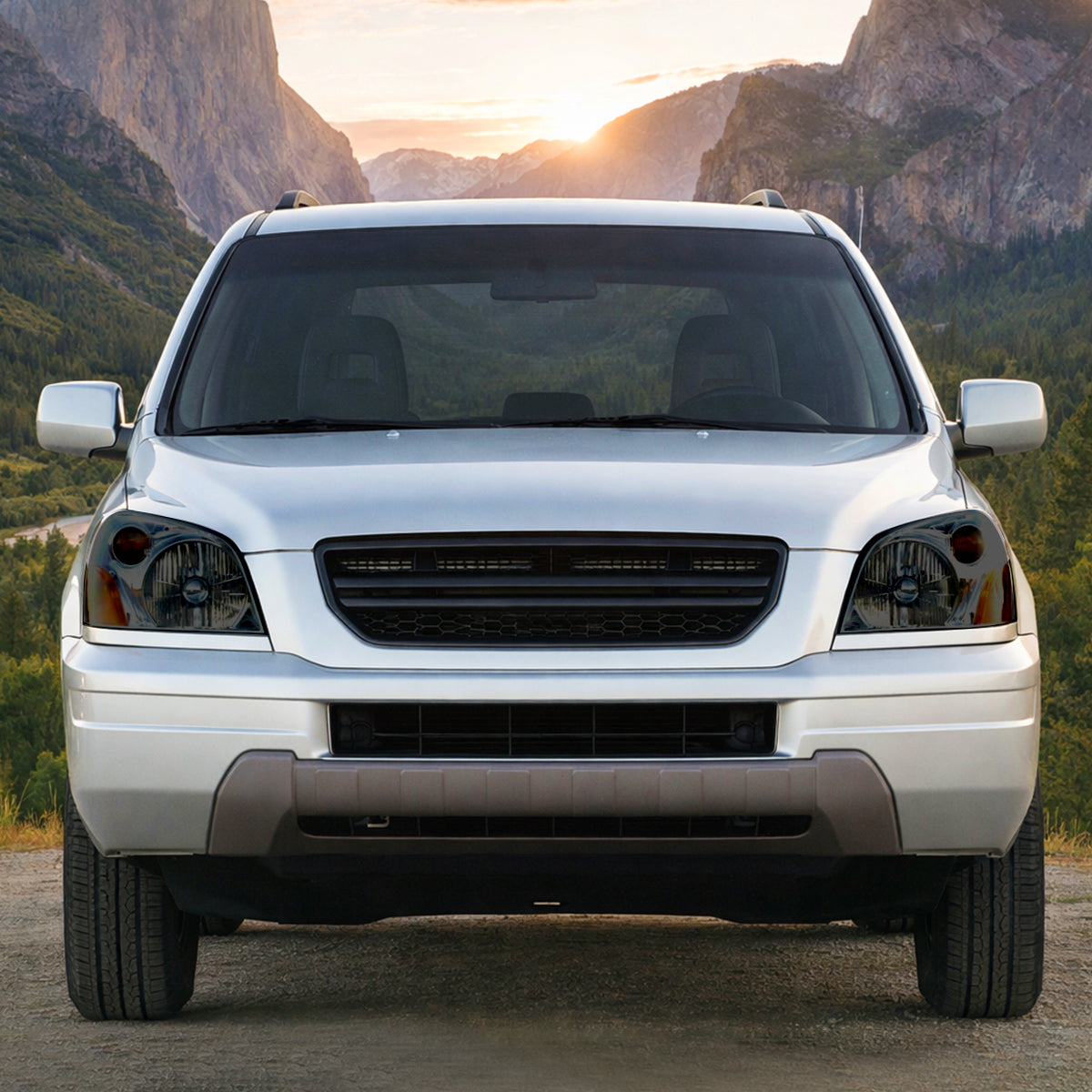 Ronnin - Se adapta a Honda Pilot 2003-2005 | Par de conjunto de faros de repuesto | Ahumado