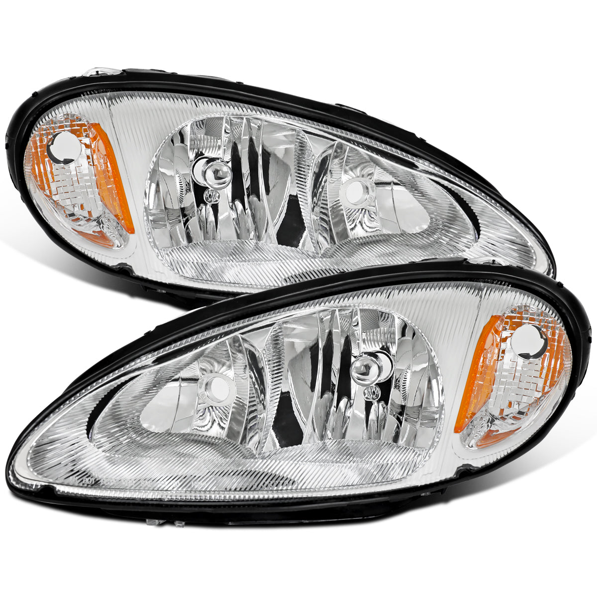 Ronnin - Fits 2001-2005 Chrysler PT Cruiser Headlights Assembly Factory Style Direct Replacement Pair | Chrome