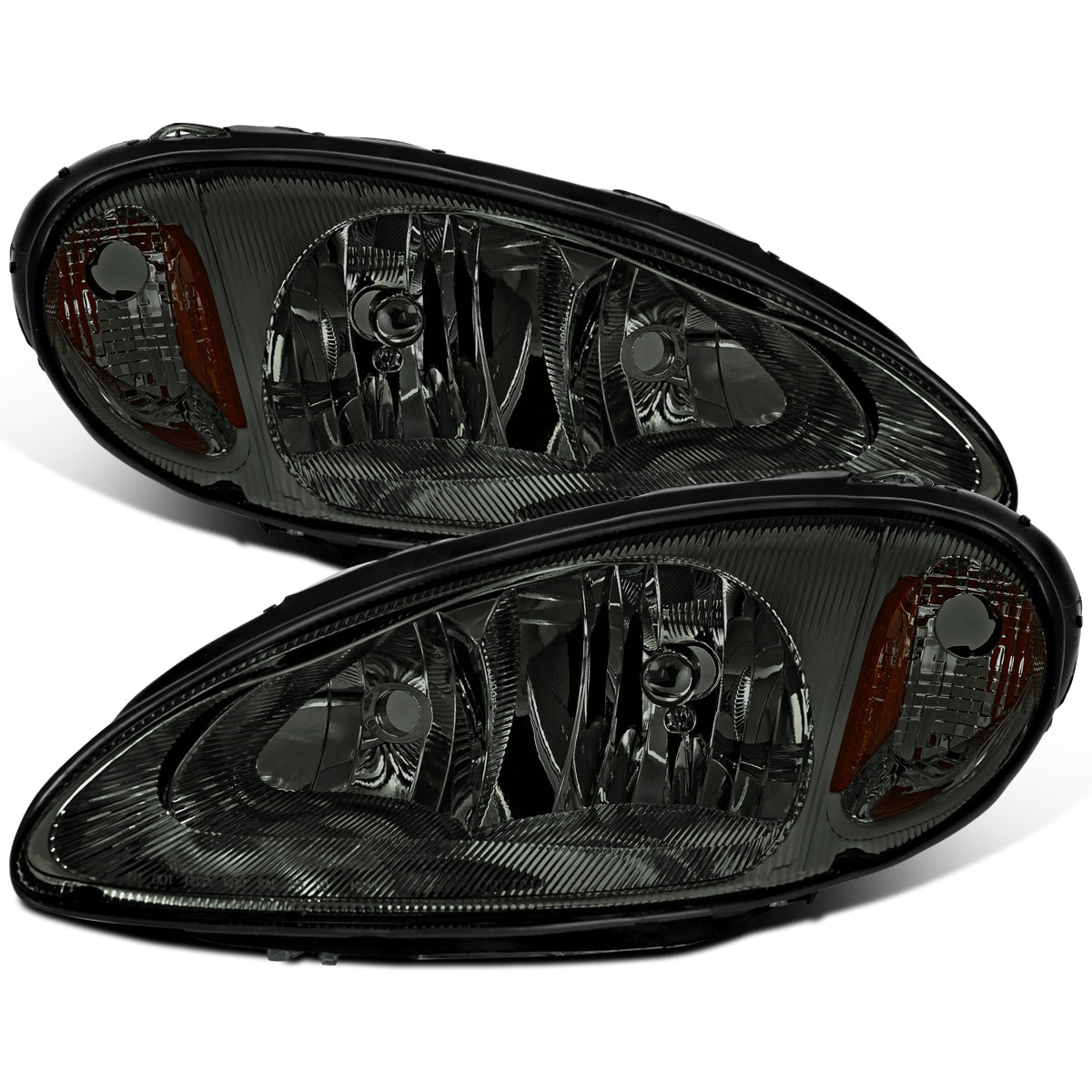 Ronnin - Fits 2001-2005 Chrysler PT Cruiser Headlights Assembly Factory Style Direct Replacement Pair | Smoke