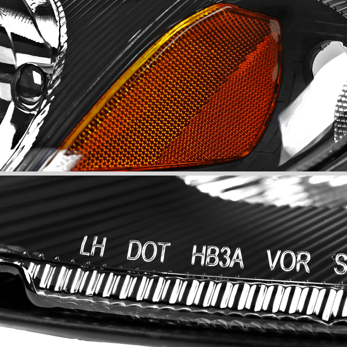 Ronnin - Fits 2001-2005 Chrysler PT Cruiser Headlights Assembly Factory Style Direct Replacement Pair | Black