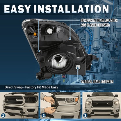 Ronnin - Conjunto de faros halógenos de repuesto para Toyota Prius 2006-2009 | Cromado