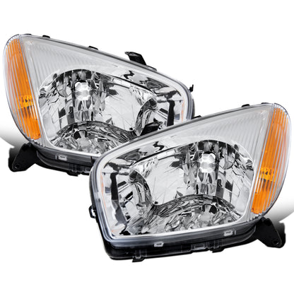 Ronnin - Fits 2001-2003 Toyota RAV4 Factory Replacement Halogen Headlights Assembly Pair | Chrome
