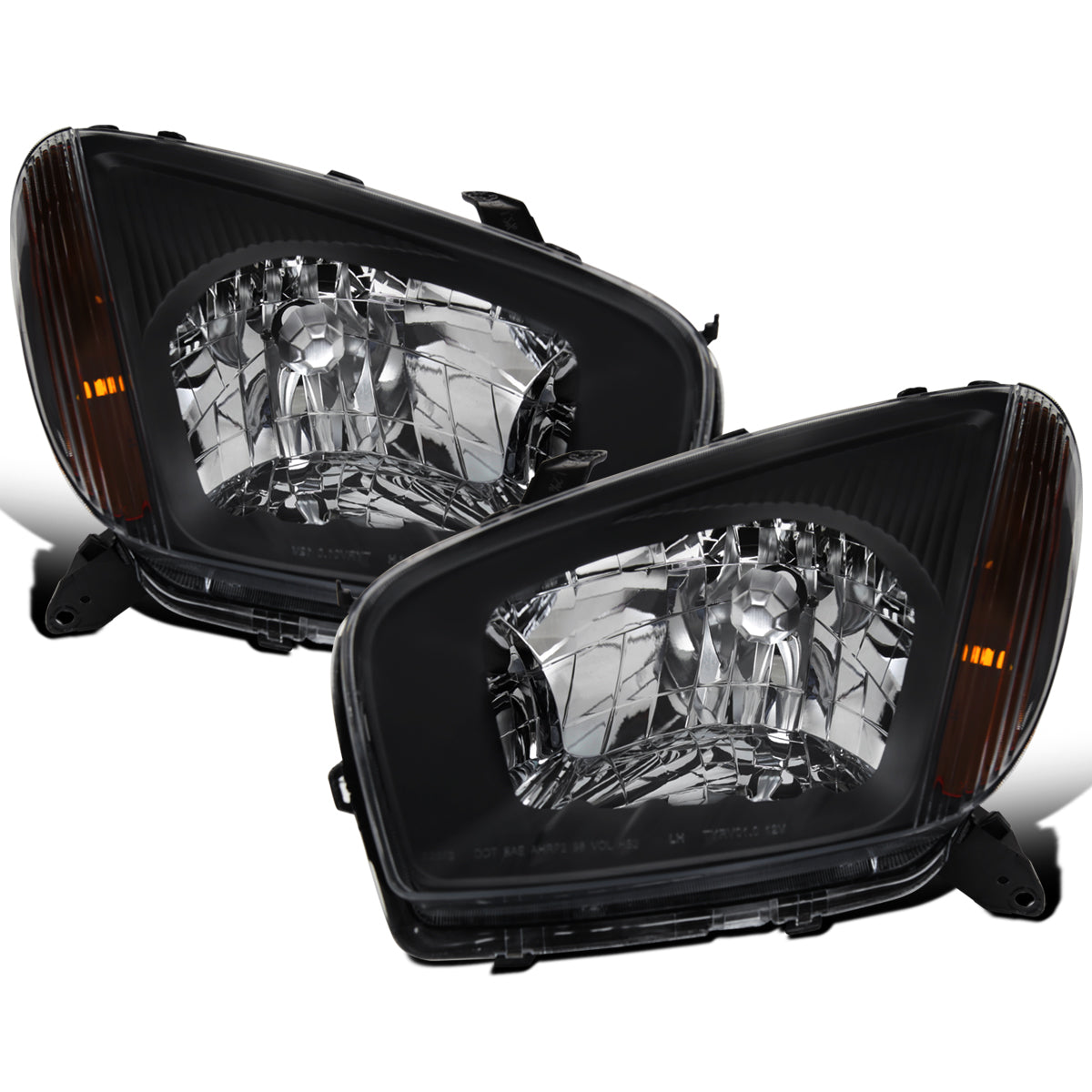 Ronnin - Fits 2001-2003 Toyota RAV4 Factory Replacement Halogen Headlights Assembly Pair | Black