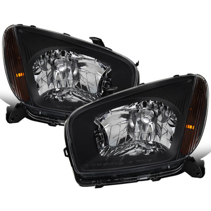 Ronnin - Fits 2001-2003 Toyota RAV4 Factory Replacement Halogen Headlights Assembly Pair | Black
