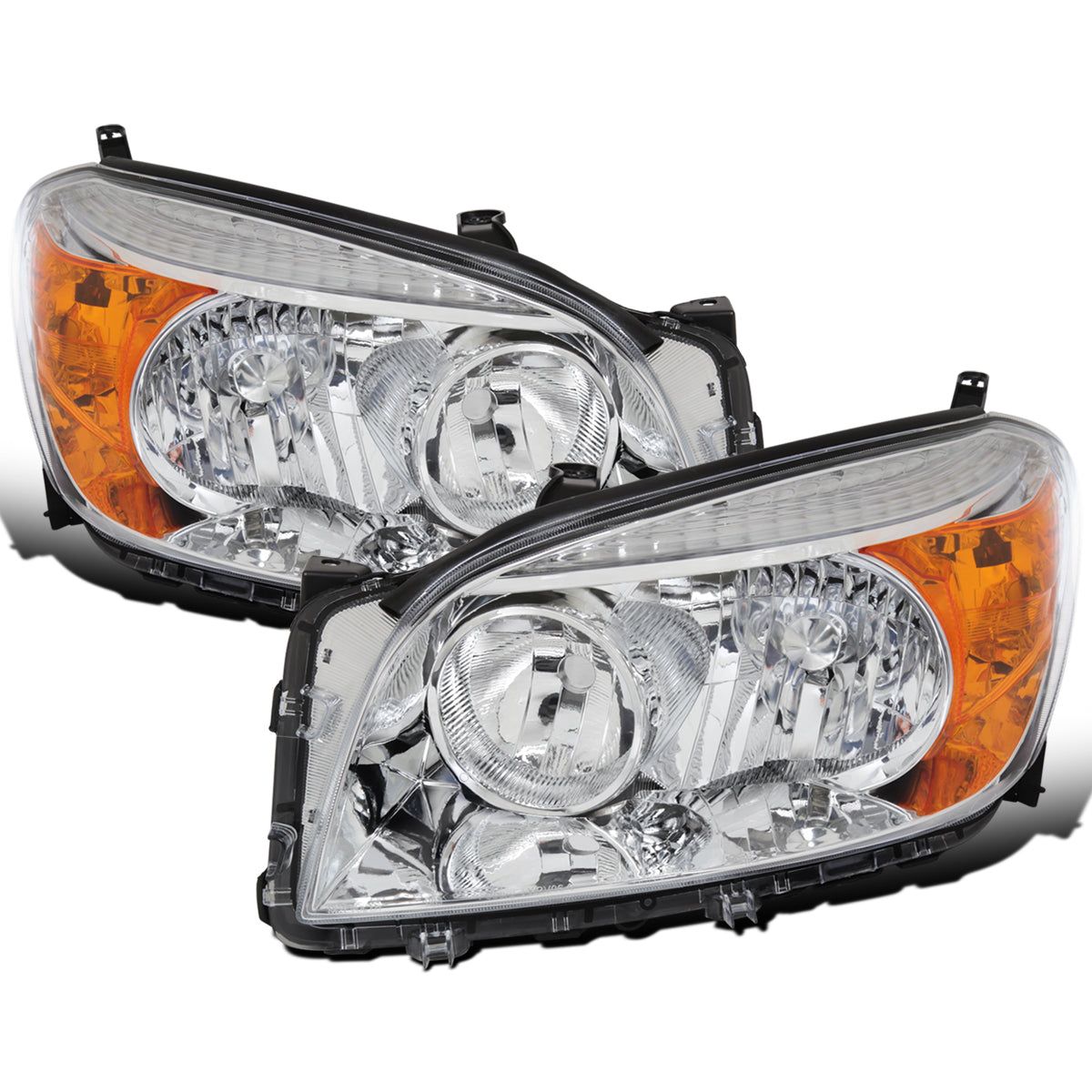 Ronnin - Compatible con Toyota RAV4 2006-2008 | Par de faros delanteros halógenos de repuesto | Cromado