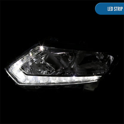 Ronnin - Fits 2014-2016 Nissan Rogue Factory Replacement Halogen Headlights Assembly Pair | Chrome