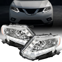 Ronnin - Fits 2014-2016 Nissan Rogue Factory Replacement Halogen Headlights Assembly Pair | Chrome