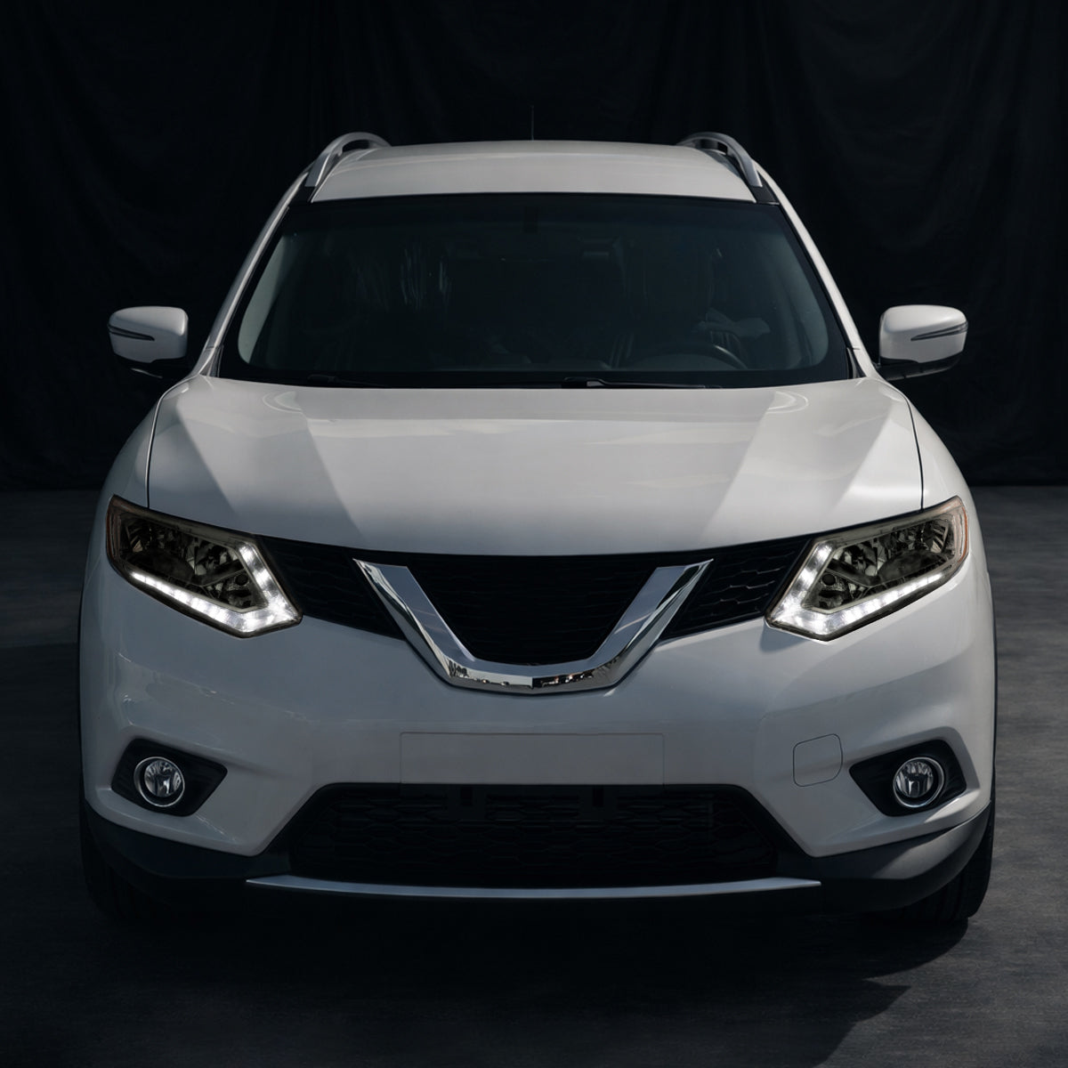 Ronnin - Compatible con Nissan Rogue 2014-2016 Par de Conjuntos de Faros Delanteros Halógenos de Repuesto | Ahumado
