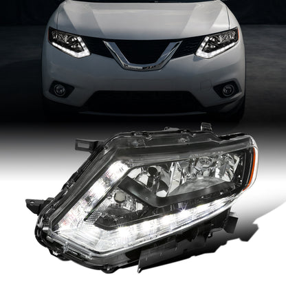 Ronnin - Compatible con Nissan Rogue 2014-2016 Montaje de faros delanteros halógenos de repuesto lado del conductor | Negro