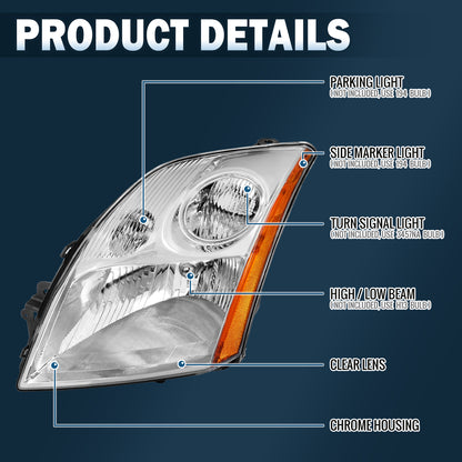 Ronnin - Compatible con Nissan Sentra 2007-2009 | Par de faros delanteros halógenos de repuesto | Ahumado