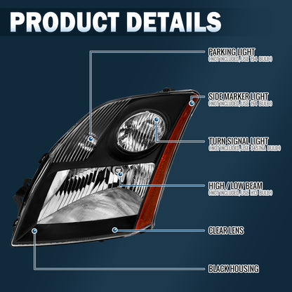 Ronnin - Compatible con Nissan Sentra 2007-2009 | Par de faros delanteros halógenos de repuesto | Negros