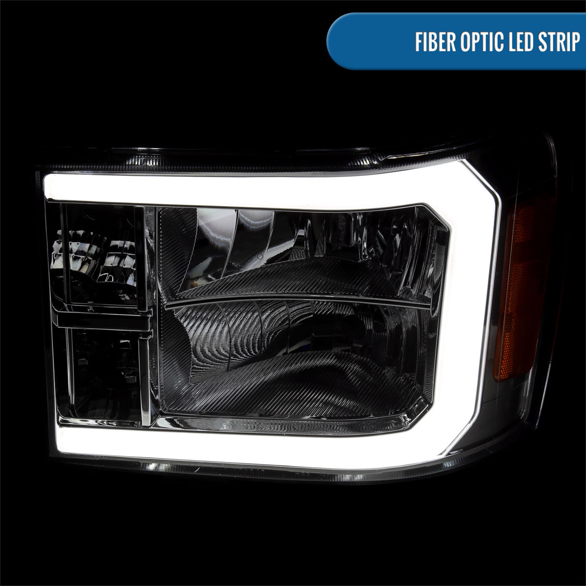 Ronnin - Compatible con GMC Sierra 1500 2500HD 3500HD 2007-2013 Faros delanteros LED de tubo luminoso mejorados, par de reemplazo | Cromado