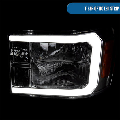 Ronnin - Compatible con GMC Sierra 1500 2500HD 3500HD 2007-2013 Faros delanteros LED de tubo luminoso mejorados, par de reemplazo | Cromado