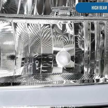 Ronnin - Fits 2007-2013 GMC Sierra 1500 2500HD 3500HD Upgraded LED Running Tube Lights Headlights Replacement Assembly Pair | Chrome