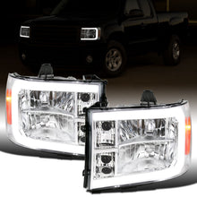 Ronnin - Fits 2007-2013 GMC Sierra 1500 2500HD 3500HD Upgraded LED Running Tube Lights Headlights Replacement Assembly Pair | Chrome