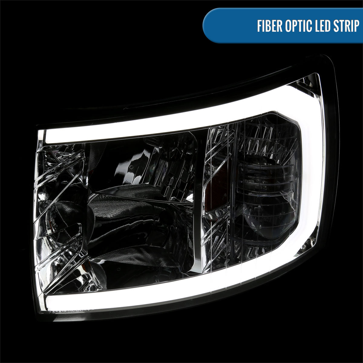 Ronnin - Fits 2007-2014 Chevy Silverado 1500 2500HD 3500HD LED Tube Headlights Assembly | Chrome