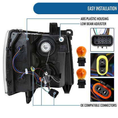 Ronnin - Fits 2007-2014 Chevy Silverado 1500 2500HD 3500HD LED Tube Headlights Assembly | Smoke