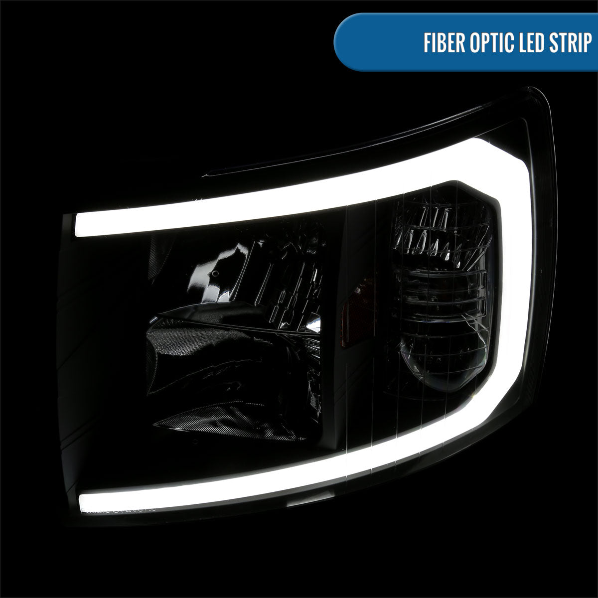 Ronnin - Fits 2007-2014 Chevy Silverado 1500 2500HD 3500HD LED Tube Headlights Assembly | Black