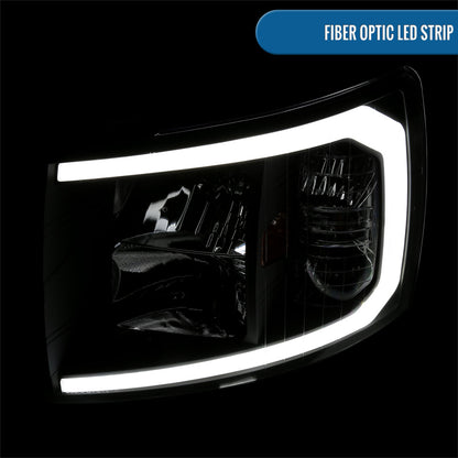 Ronnin - Fits 2007-2014 Chevy Silverado 1500 2500HD 3500HD LED Tube Headlights Assembly | Black