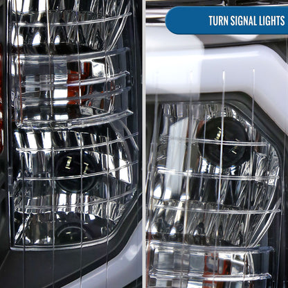 Ronnin - Fits 2007-2014 Chevy Silverado 1500 2500HD 3500HD LED Tube Headlights Assembly | Black