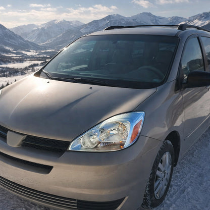 Ronnin - Fits 2004-2005 Toyota Sienna Factory Replacement Halogen Headlights Assembly Pair | Chrome