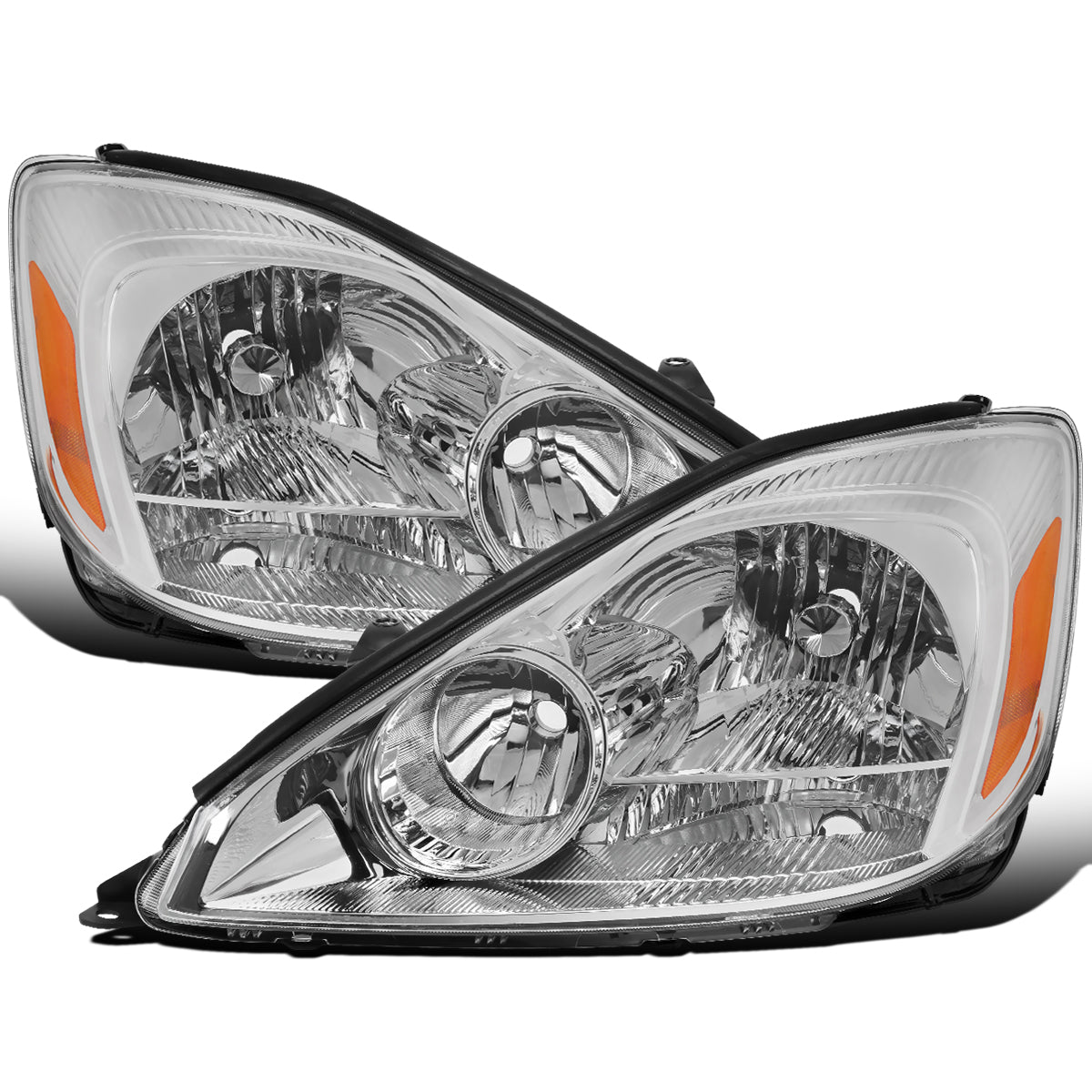 Ronnin - Fits 2004-2005 Toyota Sienna Factory Replacement Halogen Headlights Assembly Pair | Chrome