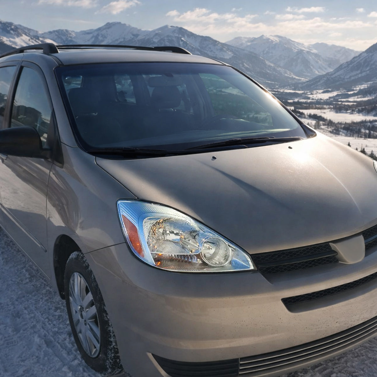 Ronnin - Compatible con Toyota Sienna 2004-2005 Montaje de faros delanteros halógenos de repuesto lado del pasajero | Cromado