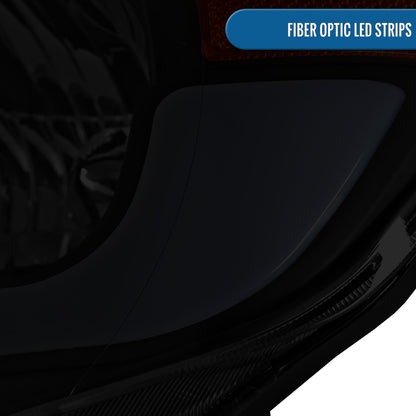 Ronnin - Fits 2005-2011 Toyota Tacoma LED Tube Headlights Assembly Head Lamps Replacement Pair | Black Smoke