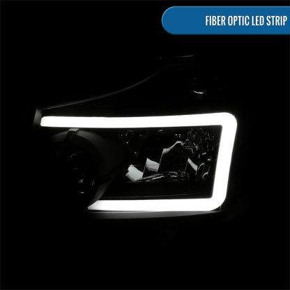 Ronnin - Fits 2004-2007 Nissan Armada 2004-2015 Titan Upgraded LED Running Tube Lights Headlights Replacement Assembly Pair | Black