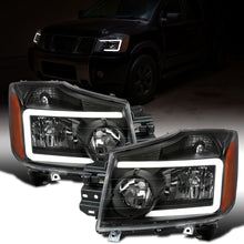 Ronnin - Fits 2004-2007 Nissan Armada 2004-2015 Titan Upgraded LED Running Tube Lights Headlights Replacement Assembly Pair | Black