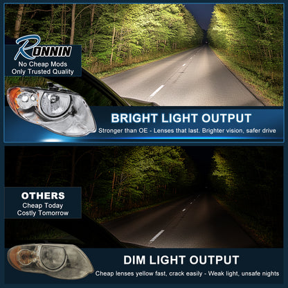 Ronnin - Fits 2005-2007 Chrysler Town & Country Factory Replacement Halogen Headlights Assembly Pair | Chrome