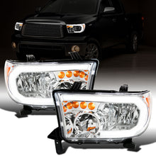 Ronnin - Fits 2007-2013 Toyota Tundra 2008-2017 Toyota Sequoia Upgraded Replacement LED DRL/Turn Signals Headlights Assembly Pair | Chrome
