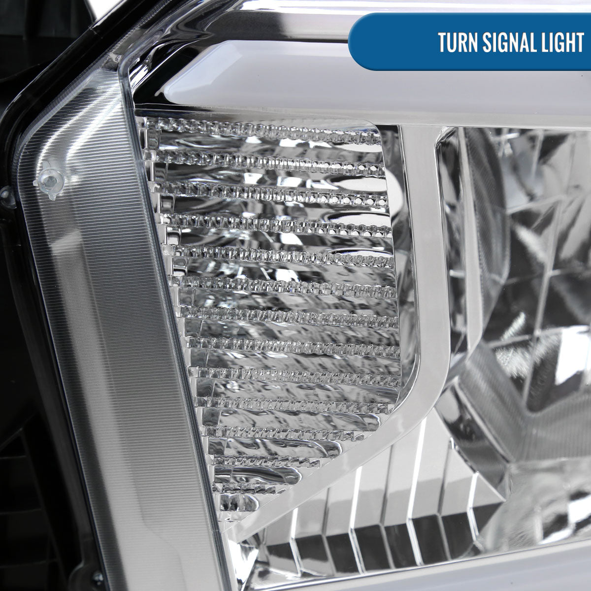 Ronnin - Fits 2014-2021 Toyota Tundra Upgraded Replacement LED Running Light Tube Halogen Headlights Assembly Pair | Chrome