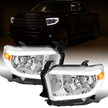 Ronnin - Fits 2014-2021 Toyota Tundra Upgraded Replacement LED Running Light Tube Halogen Headlights Assembly Pair | Chrome