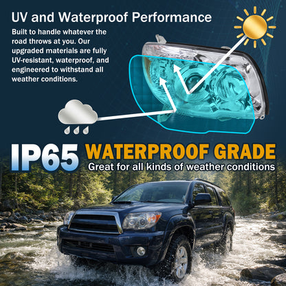 Ronnin - Se adapta a Toyota 4Runner 2006-2009 Montaje de reemplazo de faros de proyector (par) | Cromado