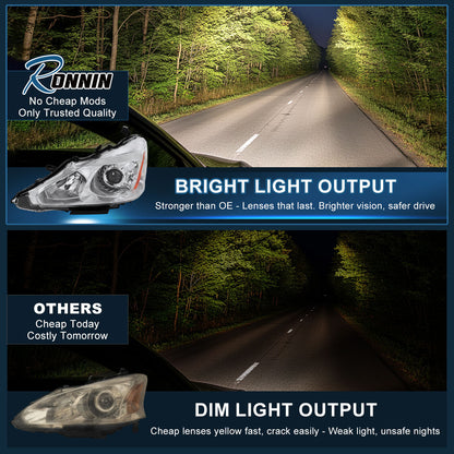 Ronnin - Conjunto de repuesto de faros delanteros con proyector de halógeno para Nissan Altima Sedan 2013-2015 | Cromado | Lado del conductor