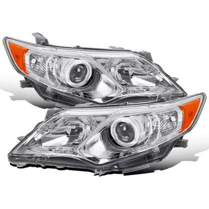 Ronnin - Se adapta a Toyota Camry 2012-2014 Faros delanteros de proyector halógenos de repuesto | Par cromado