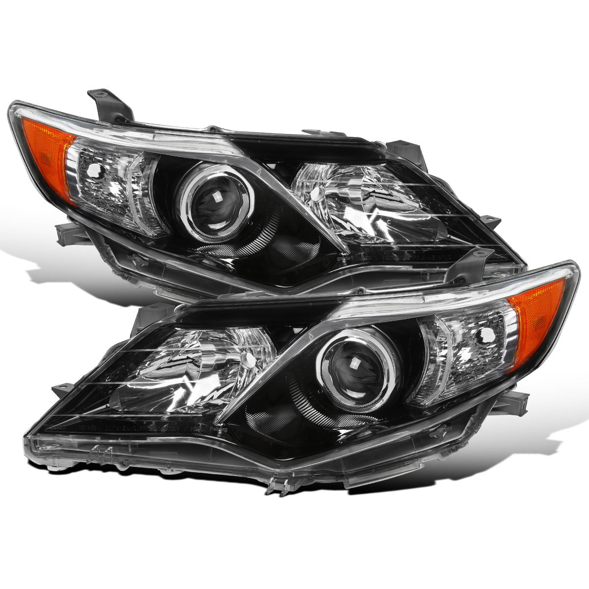 Ronnin - Se adapta a los faros delanteros de proyector halógeno Toyota Camry 2012-2014 | Par de repuesto | Negro brillante