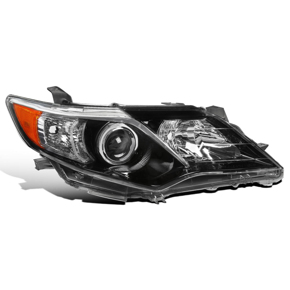 Ronnin - Faros delanteros tipo proyector halógeno de repuesto para Toyota Camry 2012-2014, lado del pasajero | Negro brillante